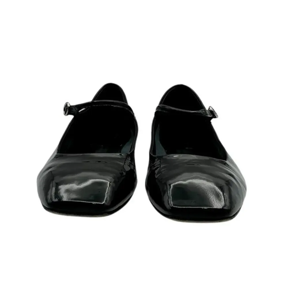 Aeyde Uma Mary Jane Black Patent Leather Flats EU 39 US 8 Made in Italy